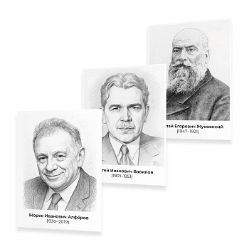 Комплект портретов отечественных физиков А3, 13 шт.